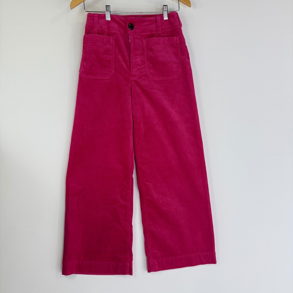 Maeve The Colette Pants Womens 27 Pink Corduroy High Rise Wide Leg Cropped 13239